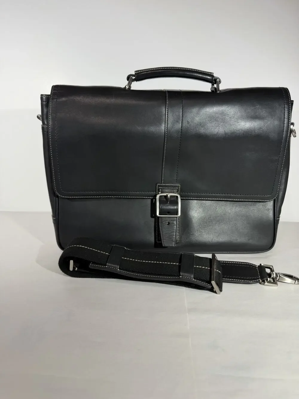 Coach Legacy TransAtlantic Flap Briefcase Black Leather Messenger Bag 70035 NWOT